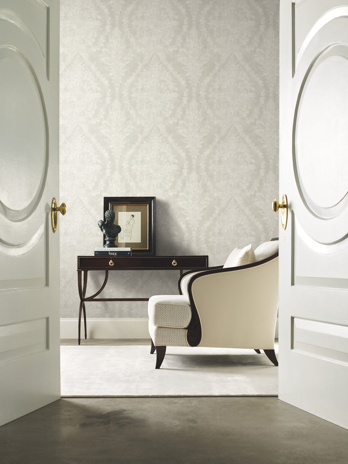 York KT2214 Charleston Damask Cream Wallpaper