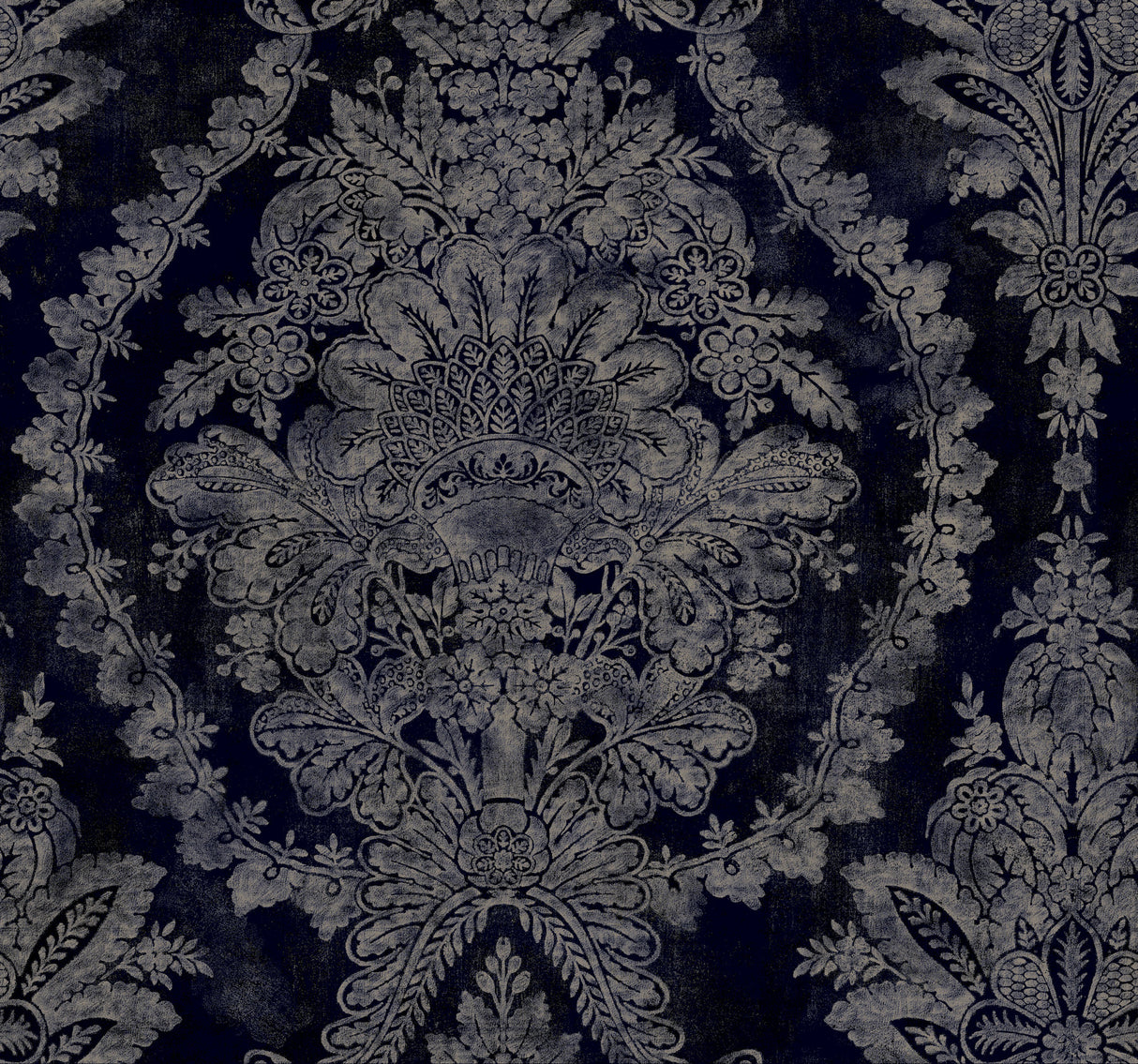 York KT2215 Charleston Damask Navy Wallpaper