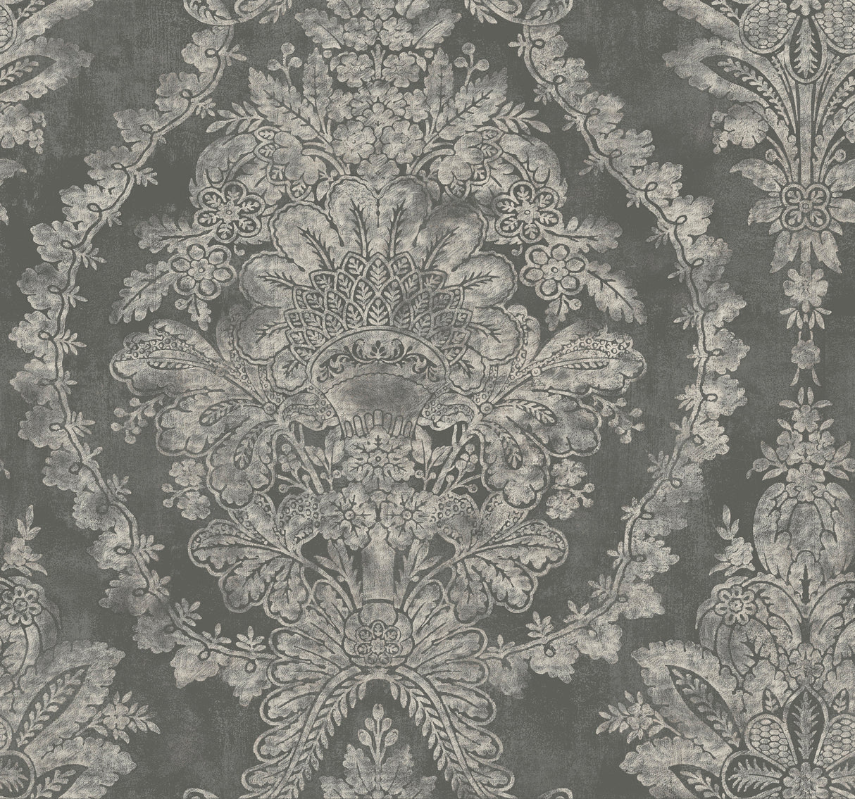 York KT2216 Charleston Damask Grey Wallpaper