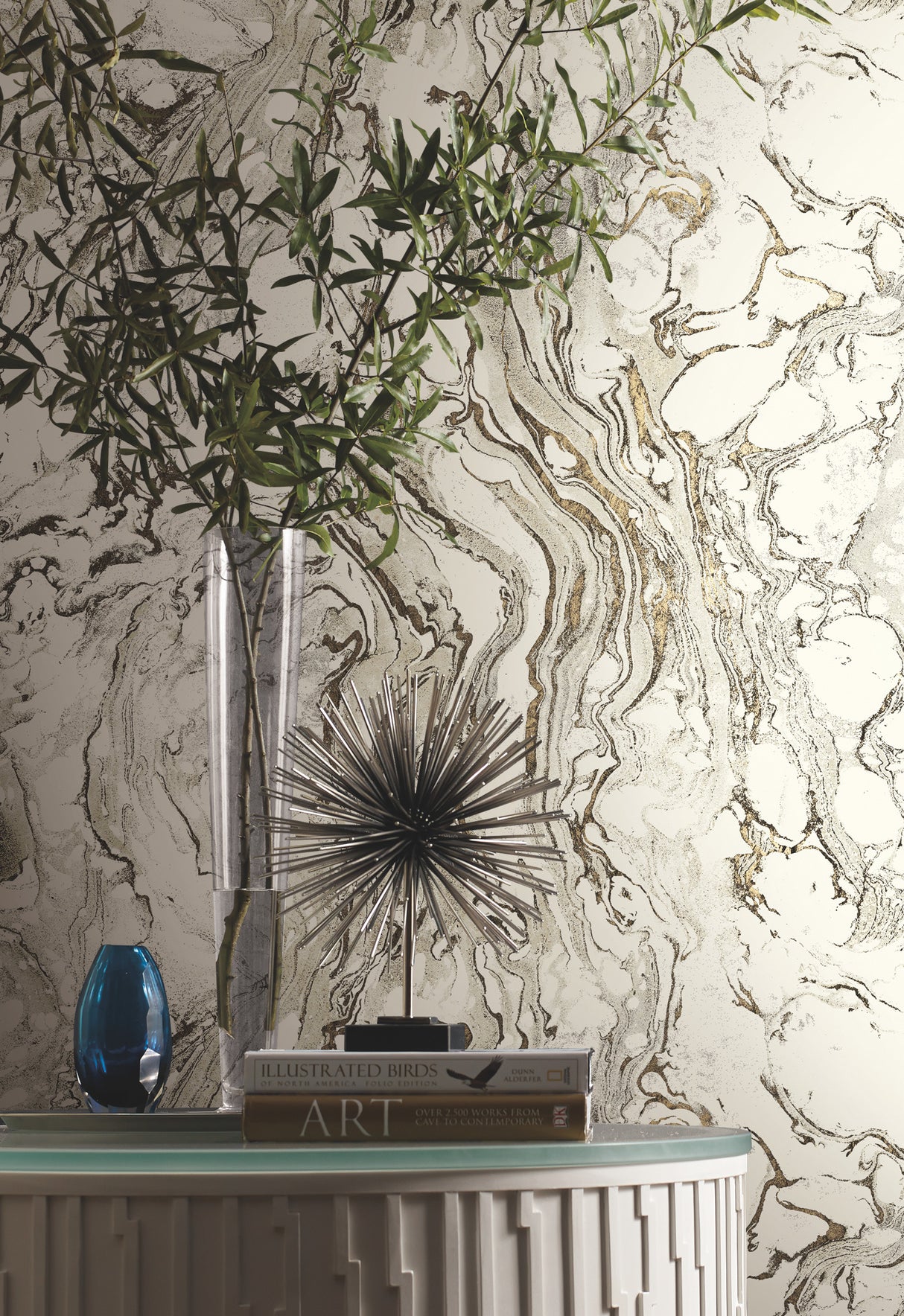 York KT2221 Polished Marble Black & White Wallpaper