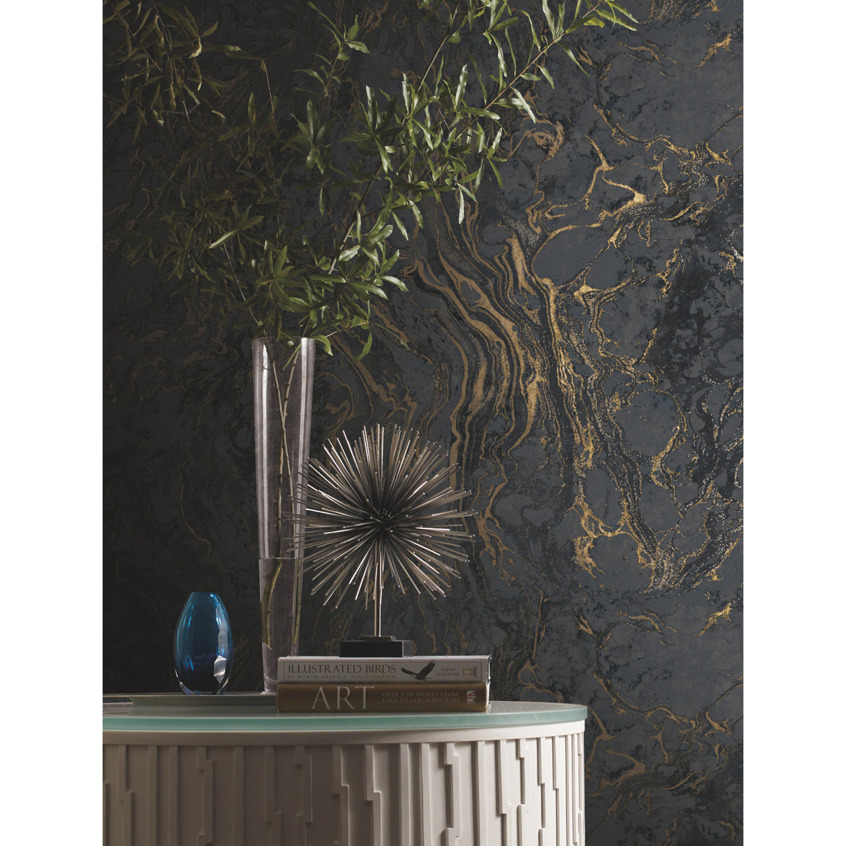 York KT2224 Polished Marble Black Wallpaper