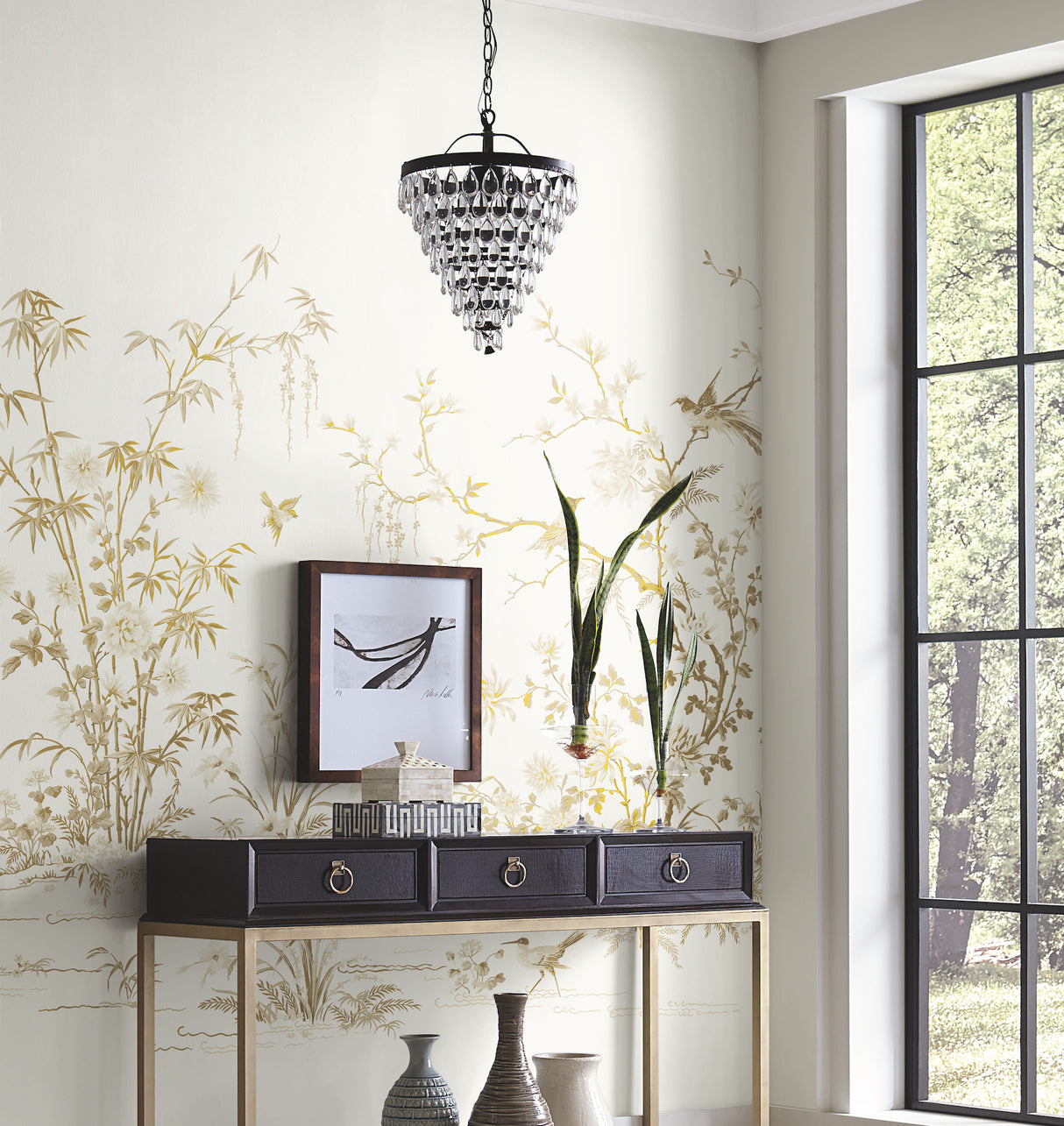 York KT2262M Flowering Vine Chino White Wall Mural