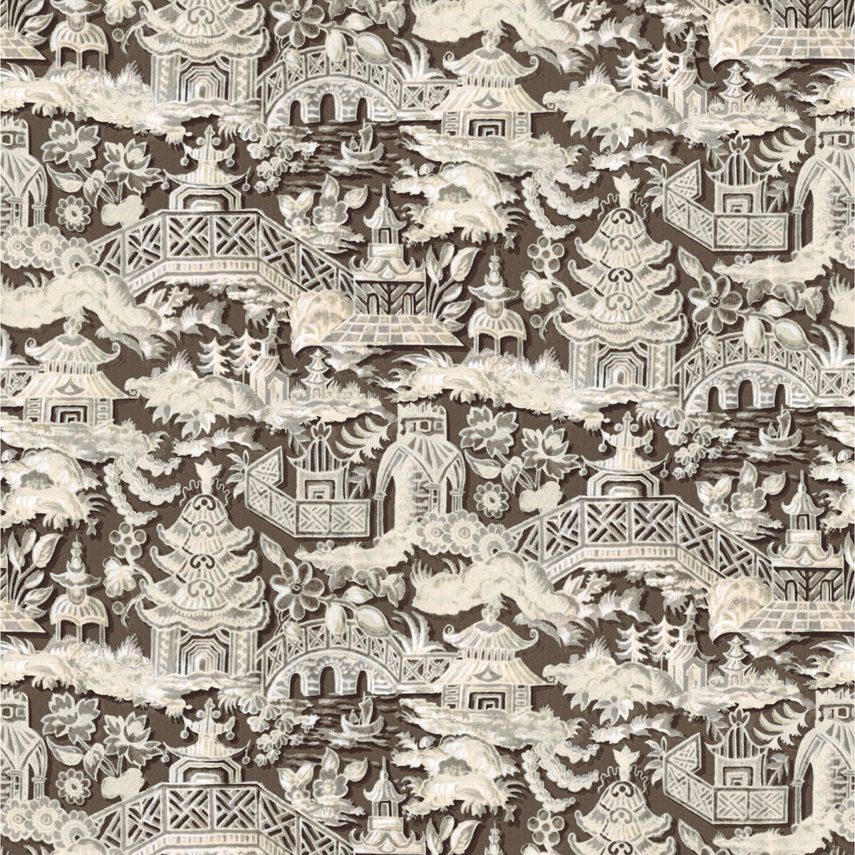 GASTON Y DANIELA LCT1048.002.0 MARTA CHOCOLATE Fabric - Eade's Wallpaper