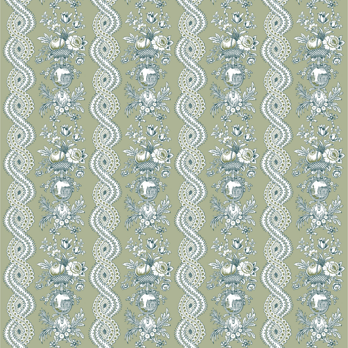 GASTON Y DANIELA LCT1059.002.0 PILARA VERDE Fabric - Eade's Wallpaper