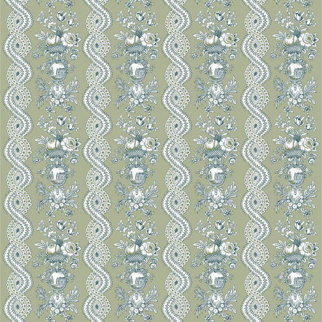 GASTON Y DANIELA LCT1059.002.0 PILARA VERDE Fabric - Eade's Wallpaper