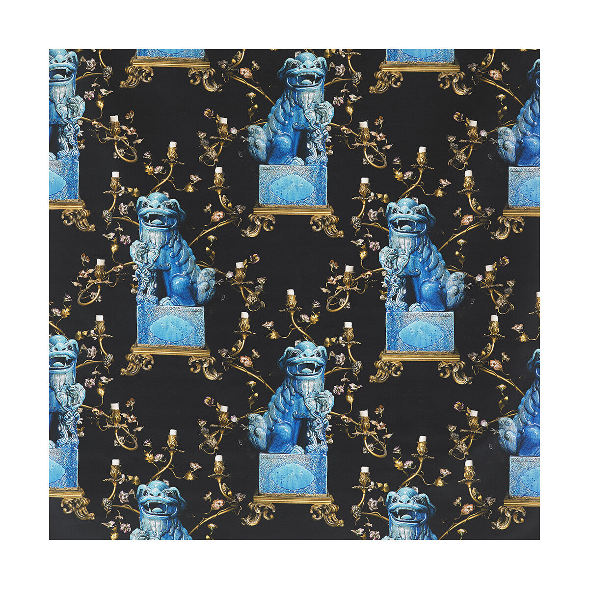 GASTON Y DANIELA LCT5372.001.0 CHIEN ONYX/AZUL Fabric - Eade's Wallpaper