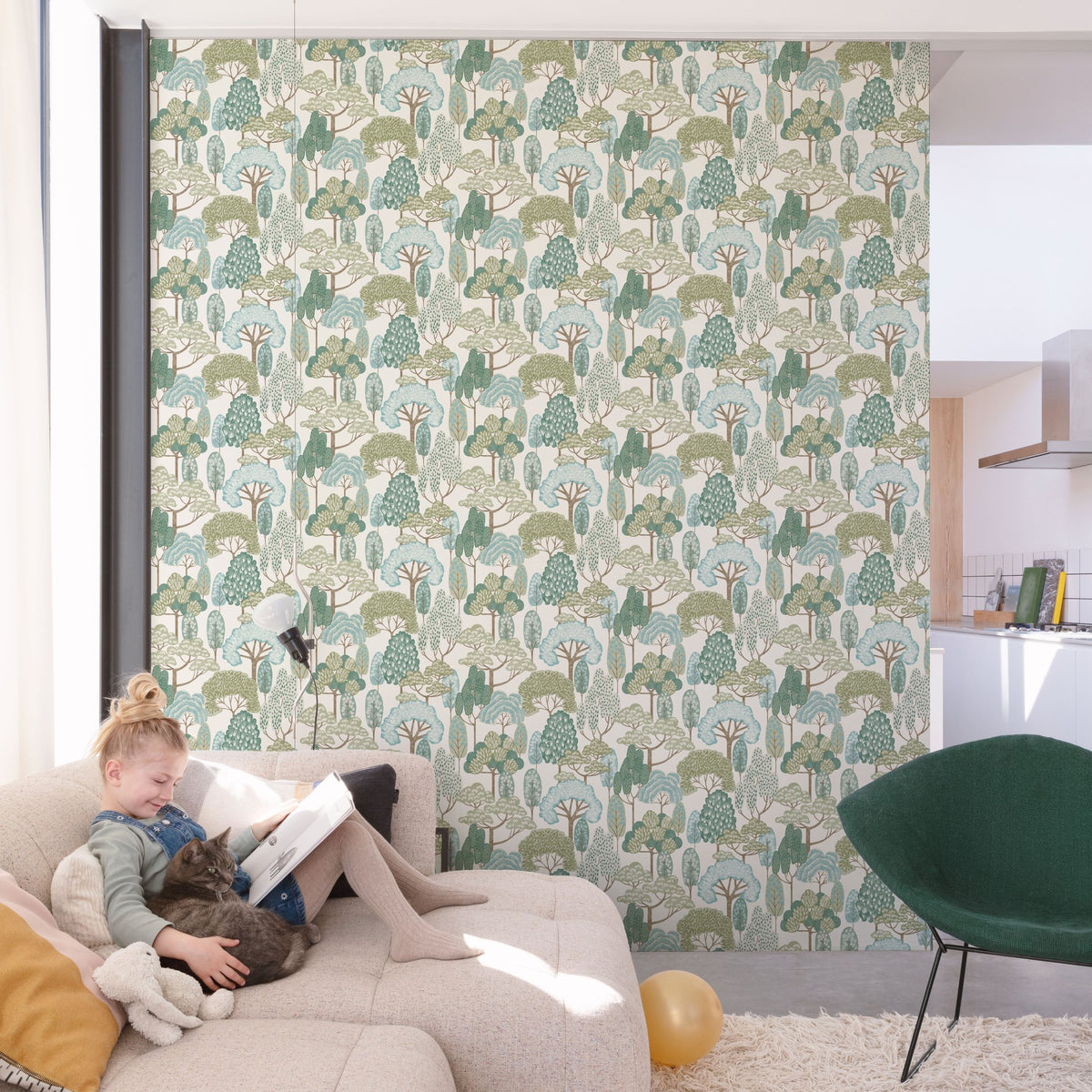 Galerie Little Dreamers Trees Motive Green Wallpaper GDLD210