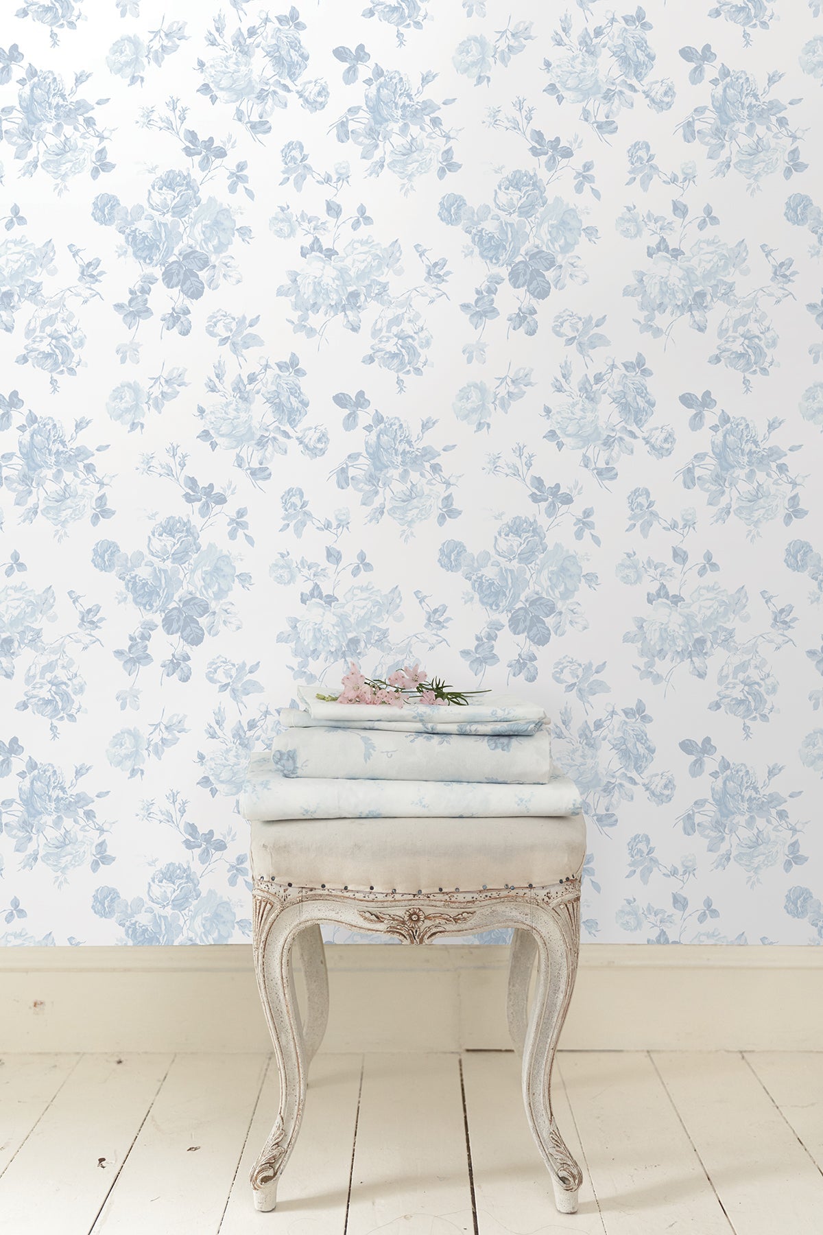 LoveShackFancy LFS5017 Everblooming Rosettes Blue Bella Ribbon Peel & Stick Wallpaper