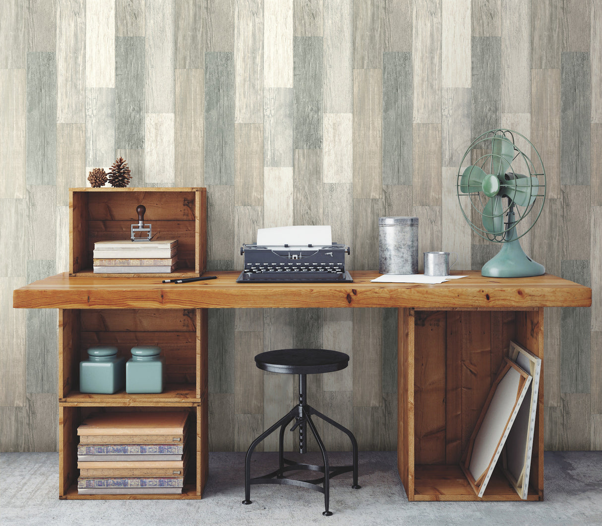 York LG1400 Pallet Board Grey Wallpaper