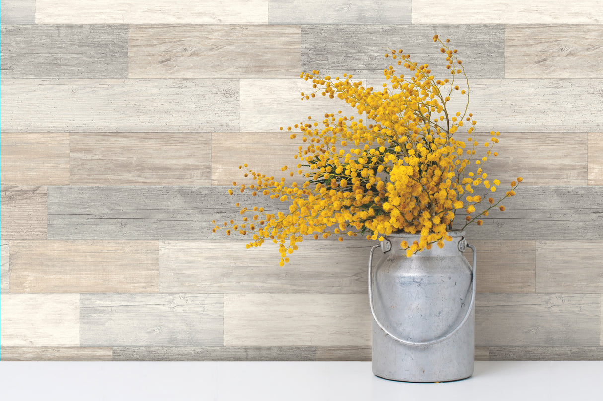 York LG1400 Pallet Board Grey Wallpaper