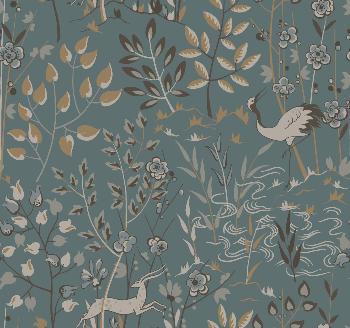 York LL4786 Aspen Teal & Brown Wallpaper