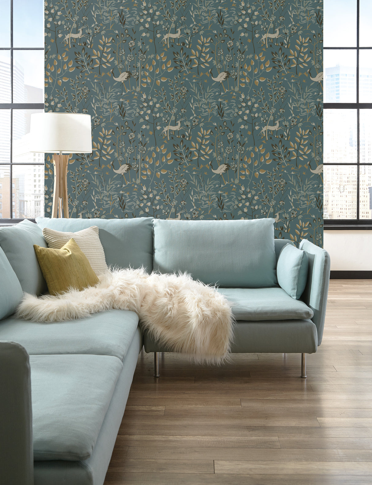 York LL4786 Aspen Teal & Brown Wallpaper