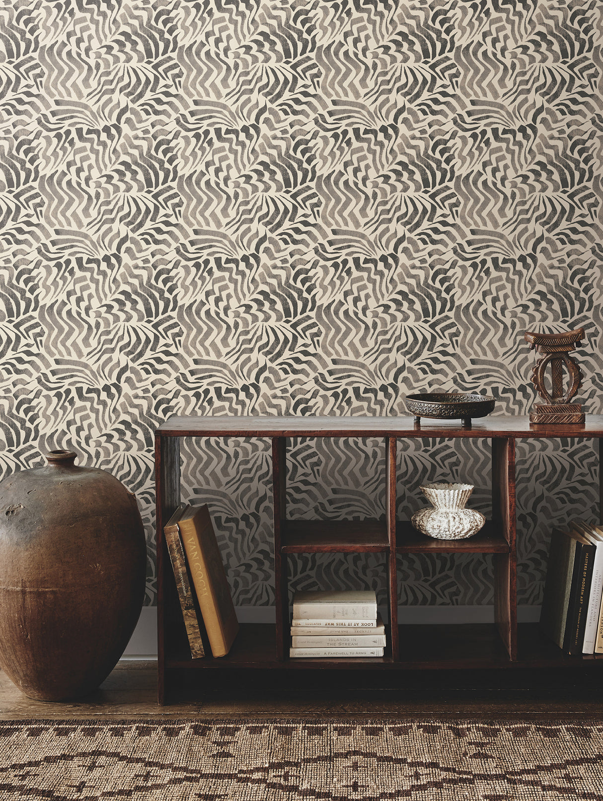 York LM5324 Zora Wave Charcoal Wallpaper