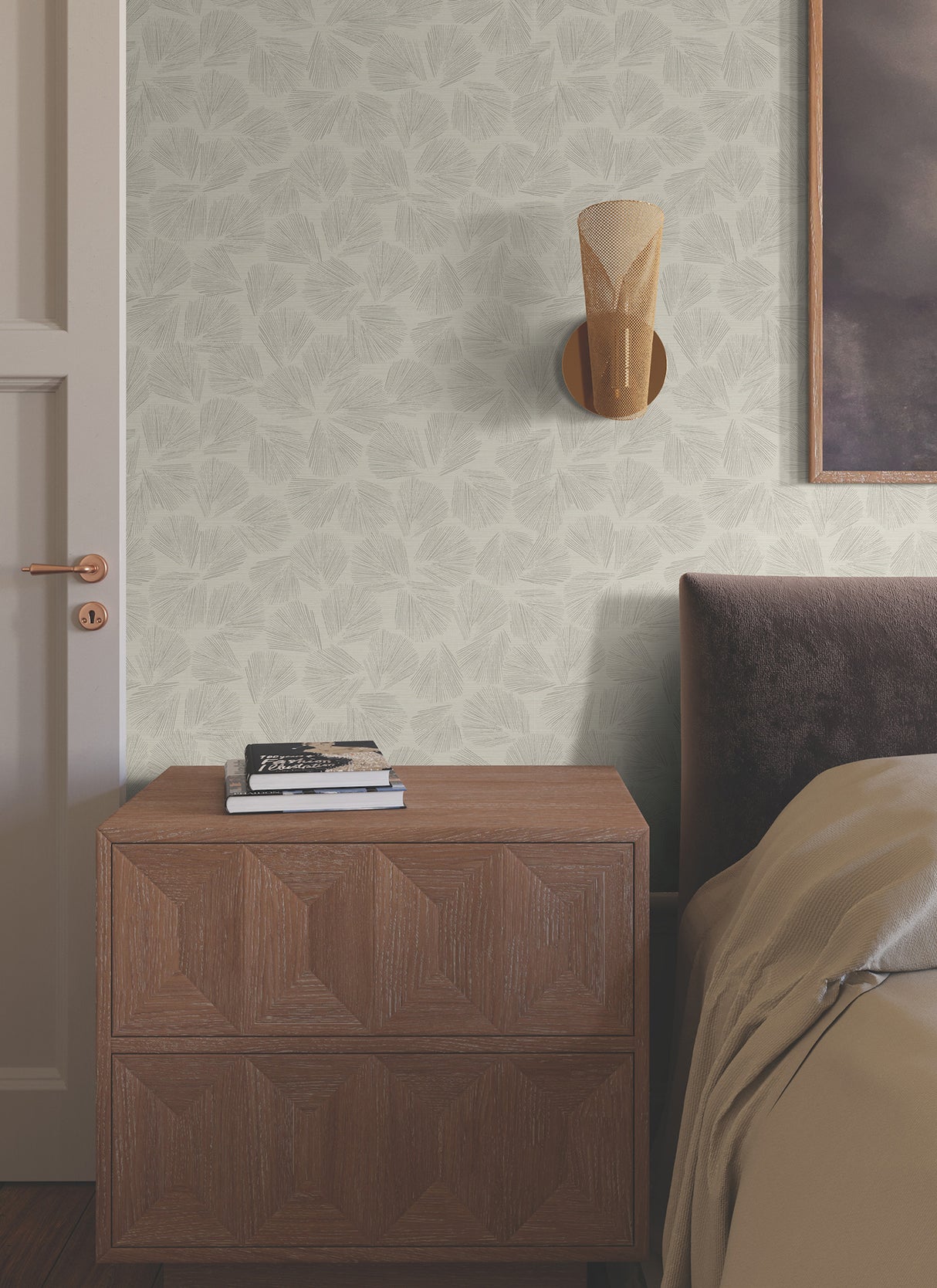 York LM5354 Elora Leaf Taupe Wallpaper