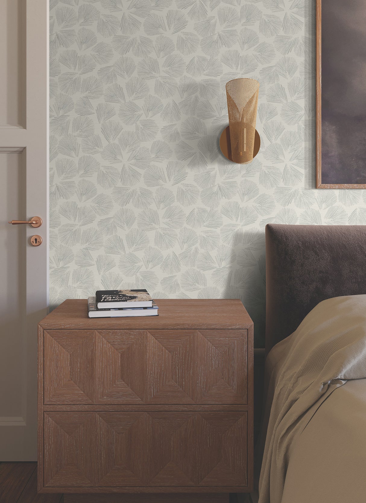 York LM5355 Elora Leaf Grey Wallpaper