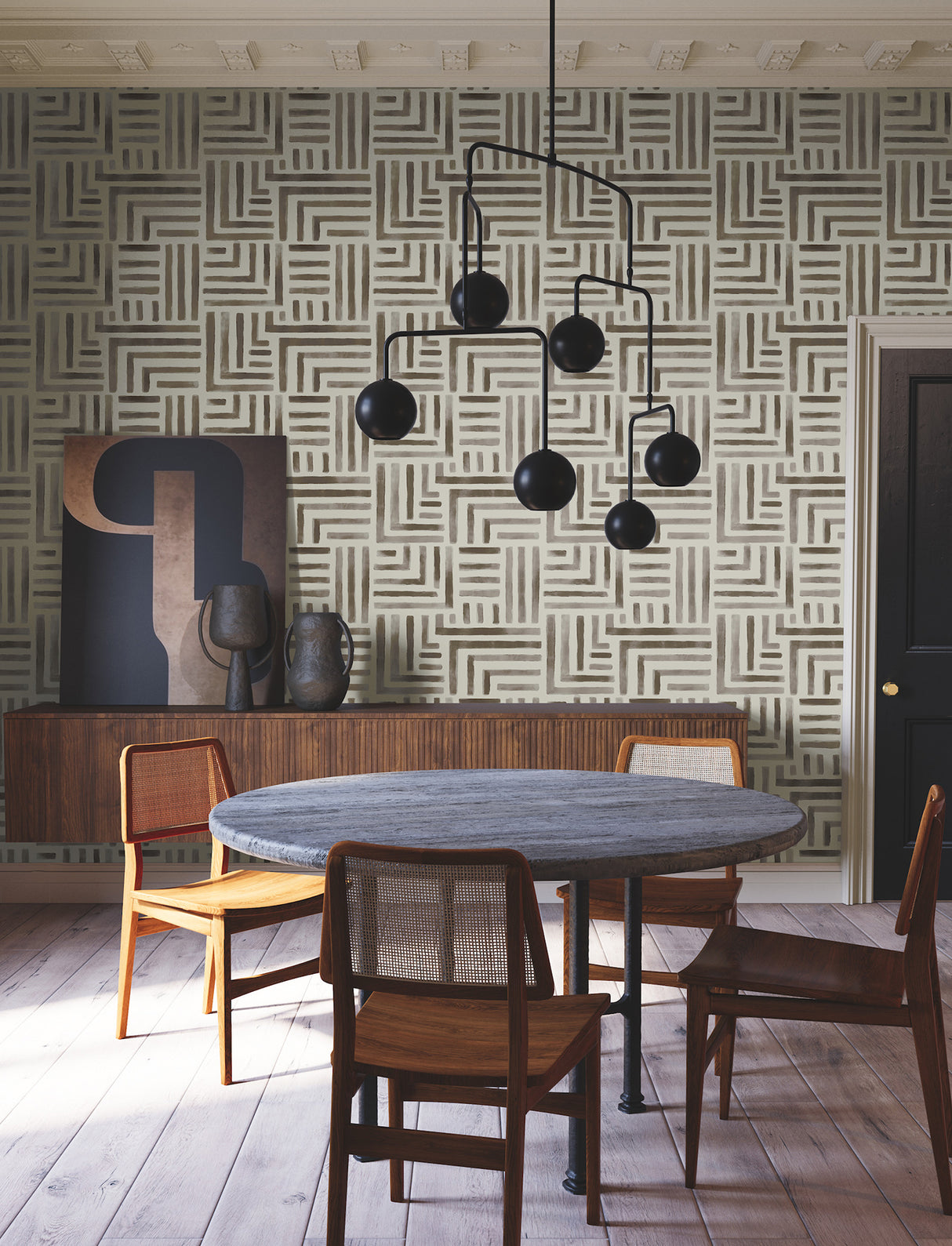 York LM5363 Painterly Labyrinth Warm Neutral Wallpaper