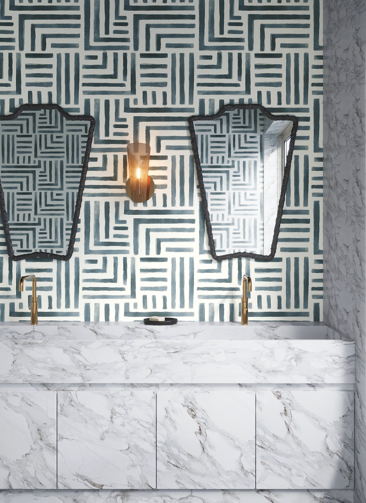 York LM5364 Painterly Labyrinth Aqua Wallpaper