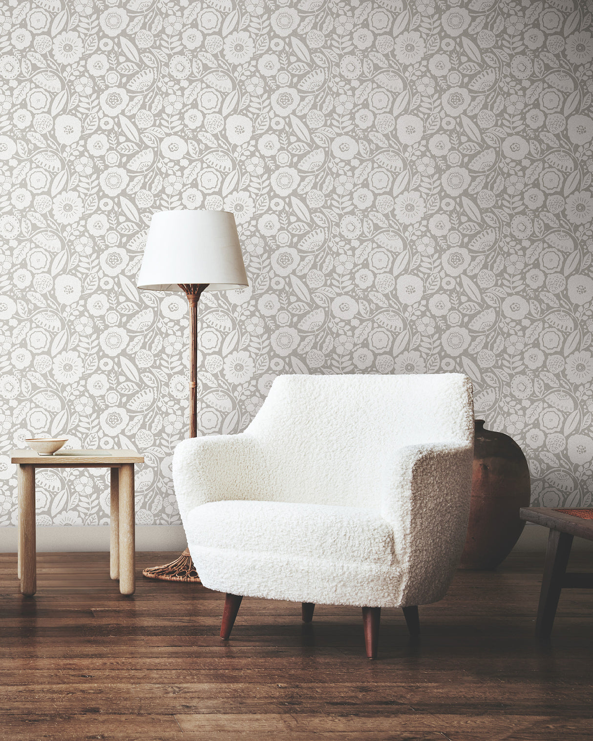 York LM5393 Camille Blossom Grey Wallpaper