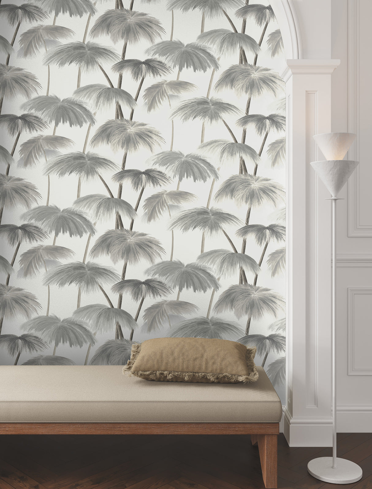 York LM5432 Plein Air Palms Black & White Wallpaper