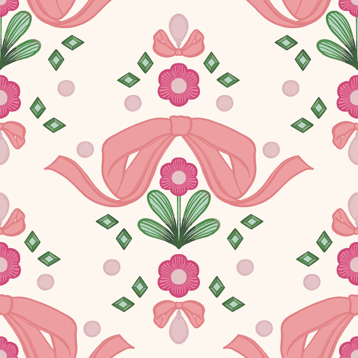 Lele Sadoughi LSS4955 Bow Damask Pink Peel & Stick Wallpaper