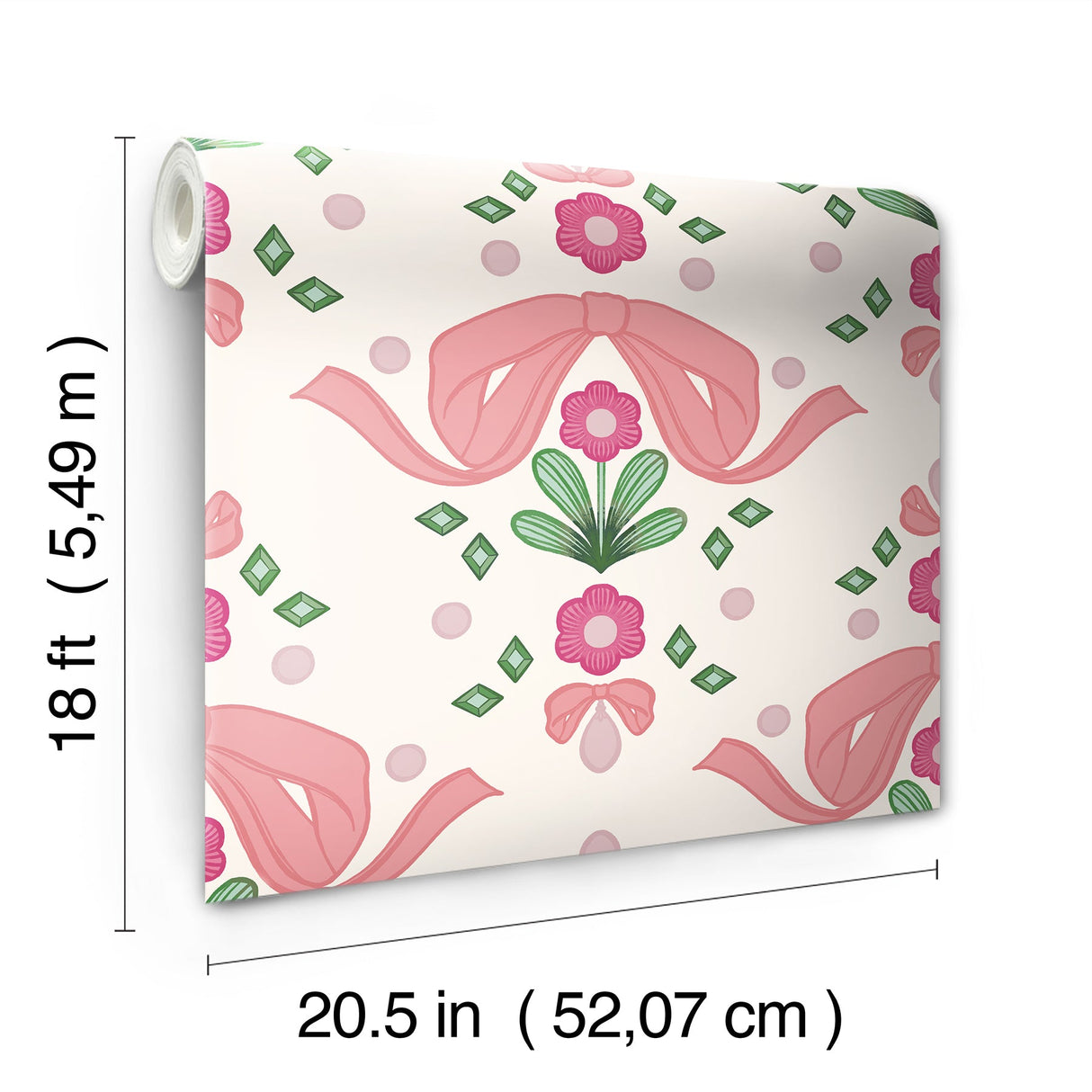 Lele Sadoughi LSS4955 Bow Damask Pink Peel & Stick Wallpaper