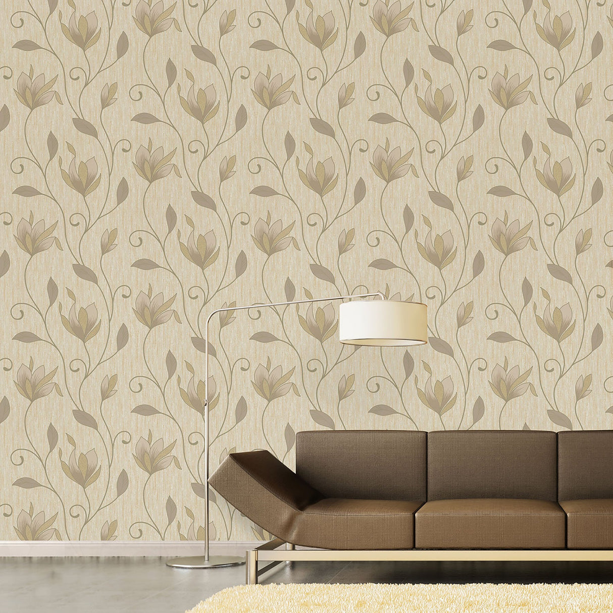 Crown  M0868 Synergy Gold Floral Trails Wallpaper