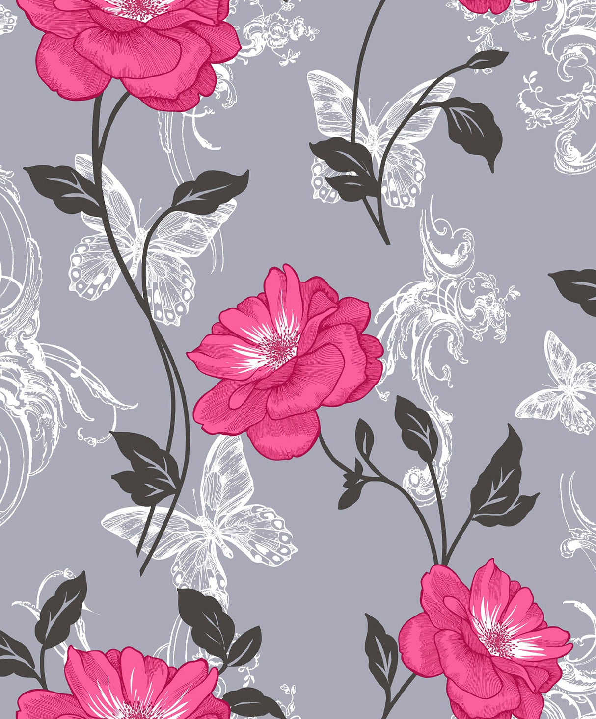 Fine Decor M0877 Millie Pink Floral Wallpaper