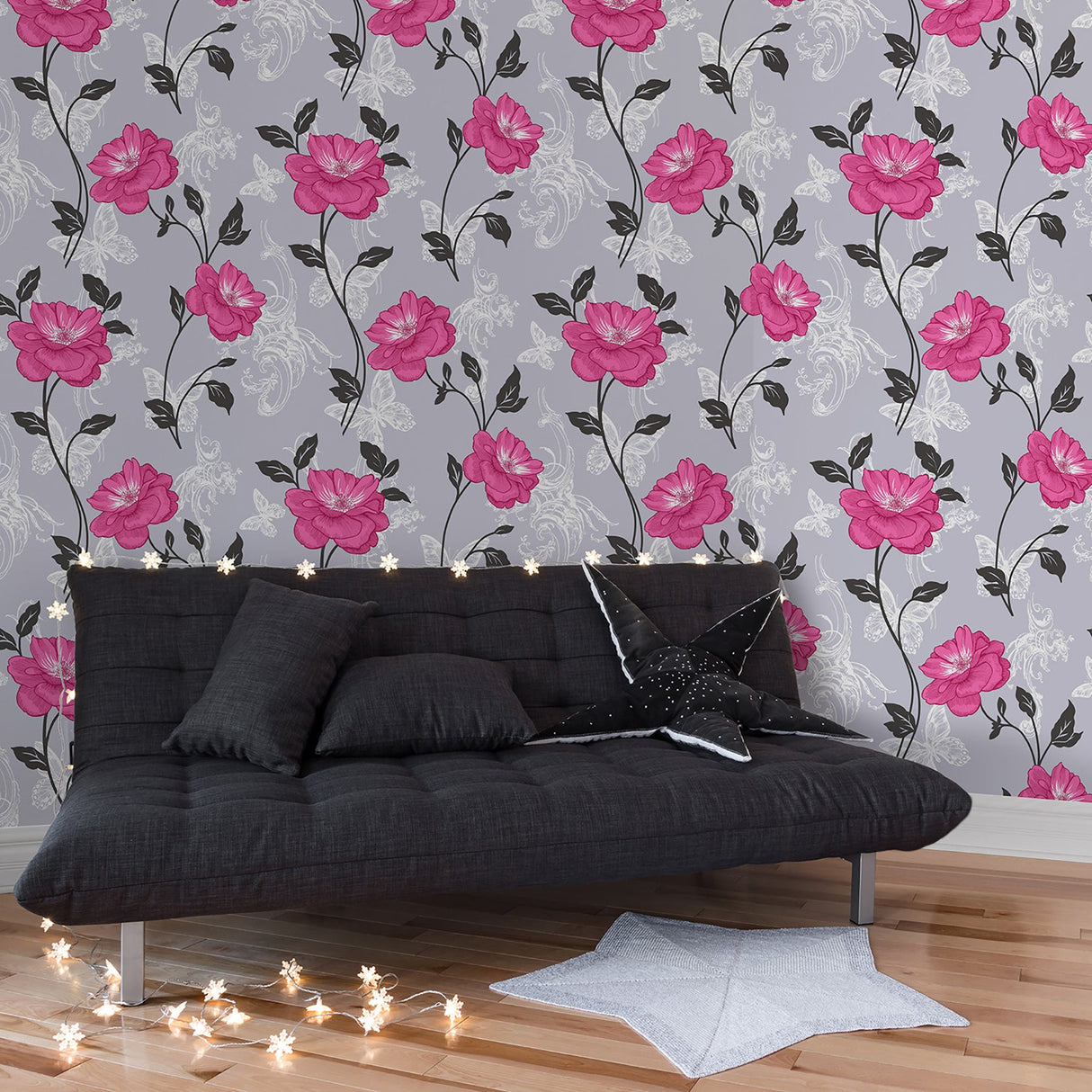 Fine Decor M0877 Millie Pink Floral Wallpaper