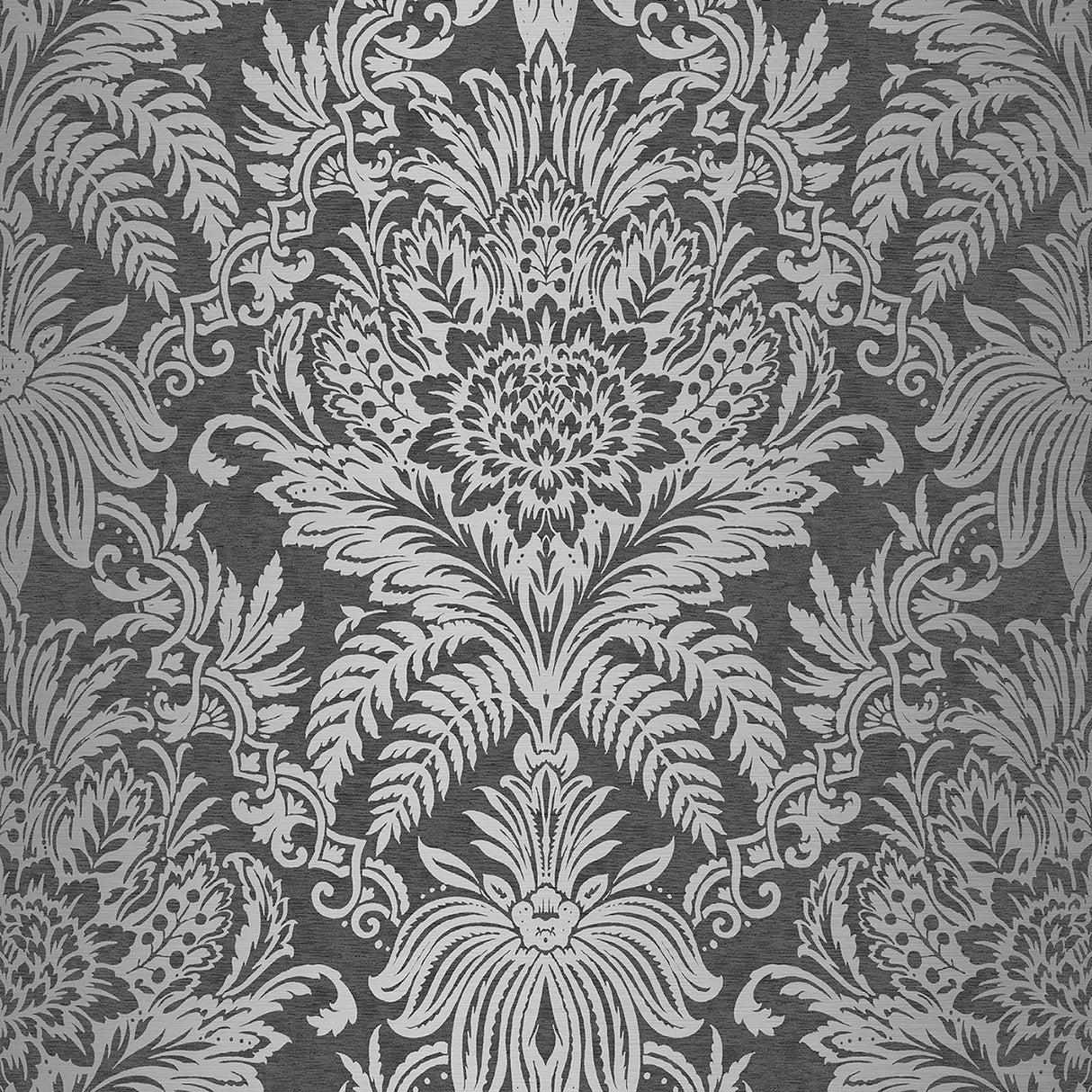 Crown  M1065 Signature Charcoal Damask Wallpaper
