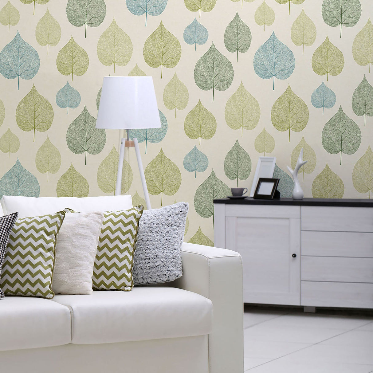 Crown  M1071 Quest Green Leaf Wallpaper
