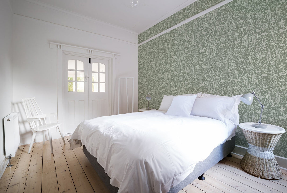 Crown  M1167 Sherwood Sage Woodland Wallpaper