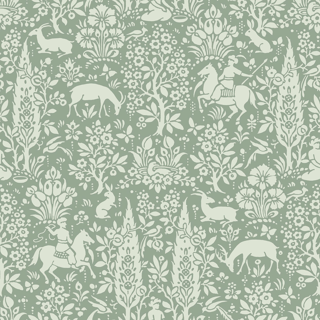 Crown  M1167 Sherwood Sage Woodland Wallpaper