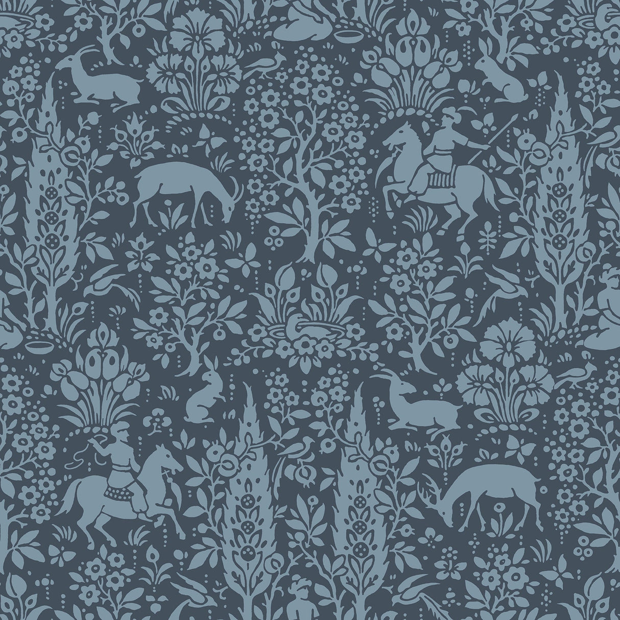 Crown  M1169 Sherwood Dark Blue Woodland Wallpaper