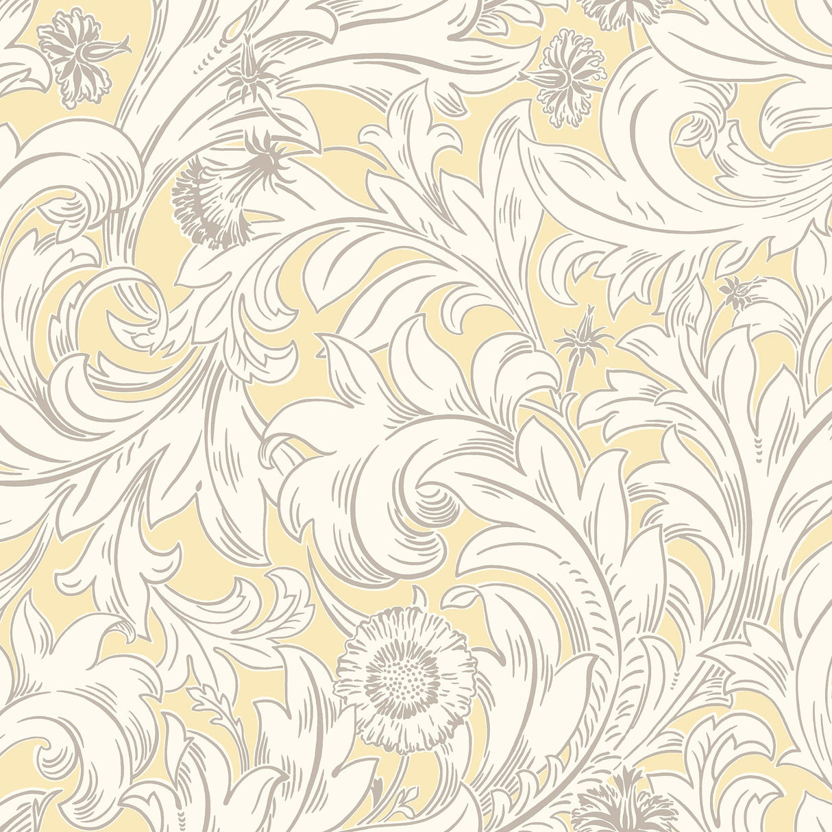 Crown  M1172 Ahu Light Yellow Scroll Wallpaper