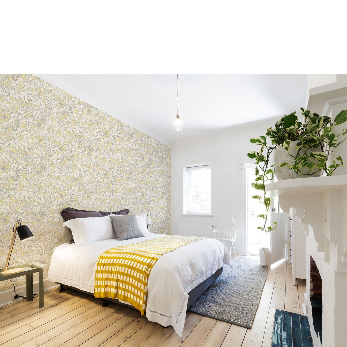 Crown  M1172 Ahu Light Yellow Scroll Wallpaper