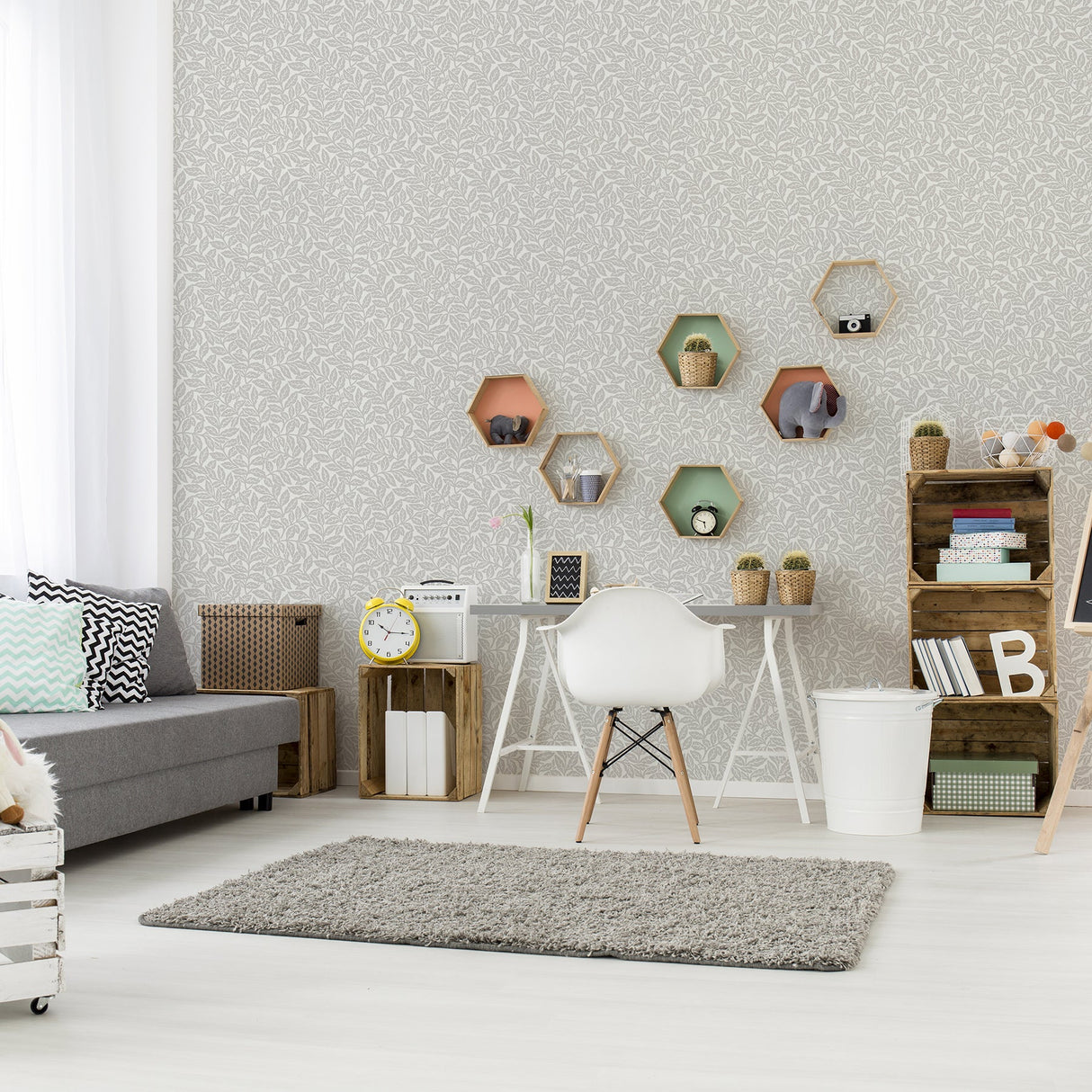 Crown  M1178 Ashe Grey Trails Wallpaper