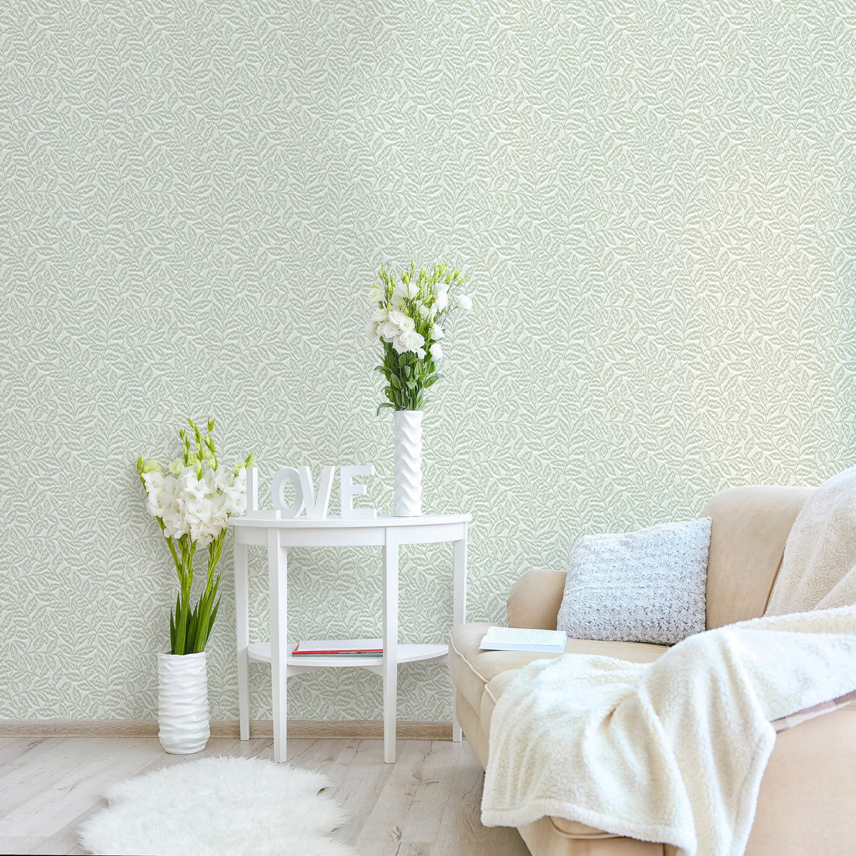 Crown  M1179 Ashe Light Green Trails Wallpaper