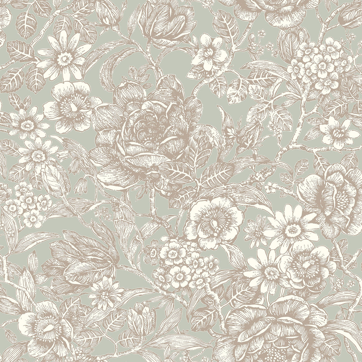 Crown  M1185 Hedgerow Moss Floral Trails Wallpaper