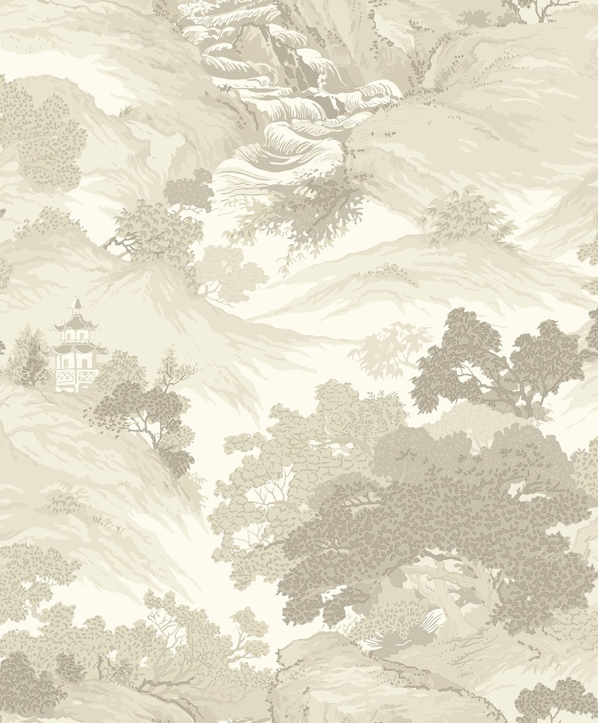 Crown  M1193 Ordos Cream Eastern Toile Wallpaper