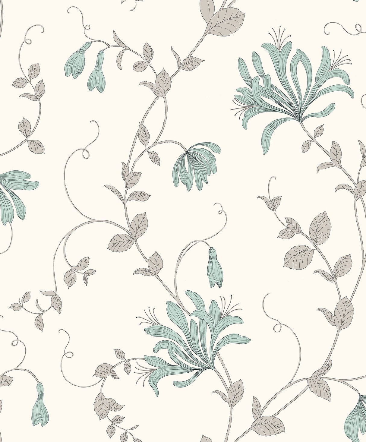 Crown M1305 Barbara Turquoise Floral Trail Wallpaper