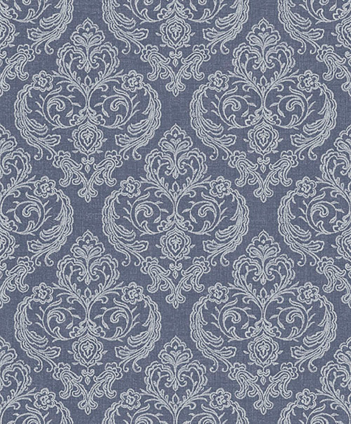 Crown  M1307 Ida Blue Damask Wallpaper