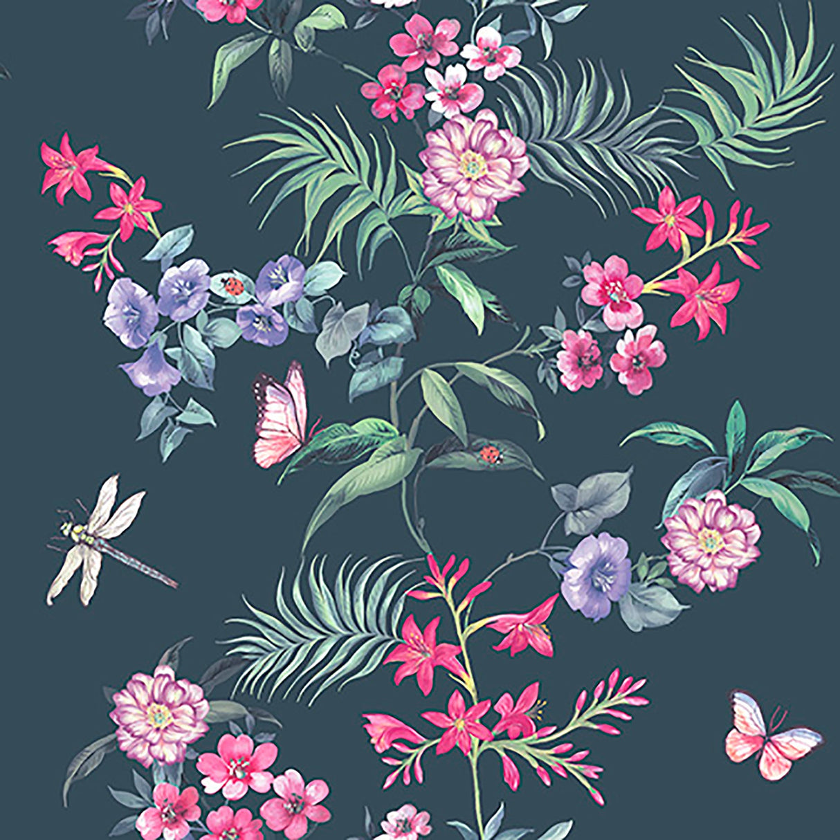 Crown  M1345 Carmen Black Floral Wallpaper