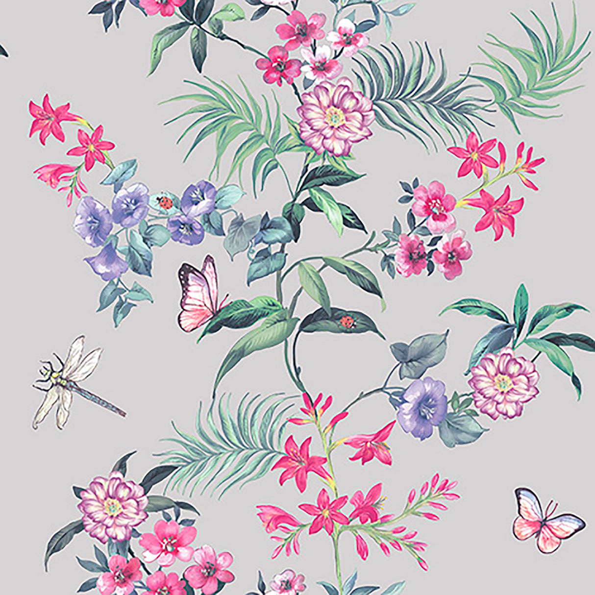 Crown  M1346 Carmen Silver Floral Wallpaper