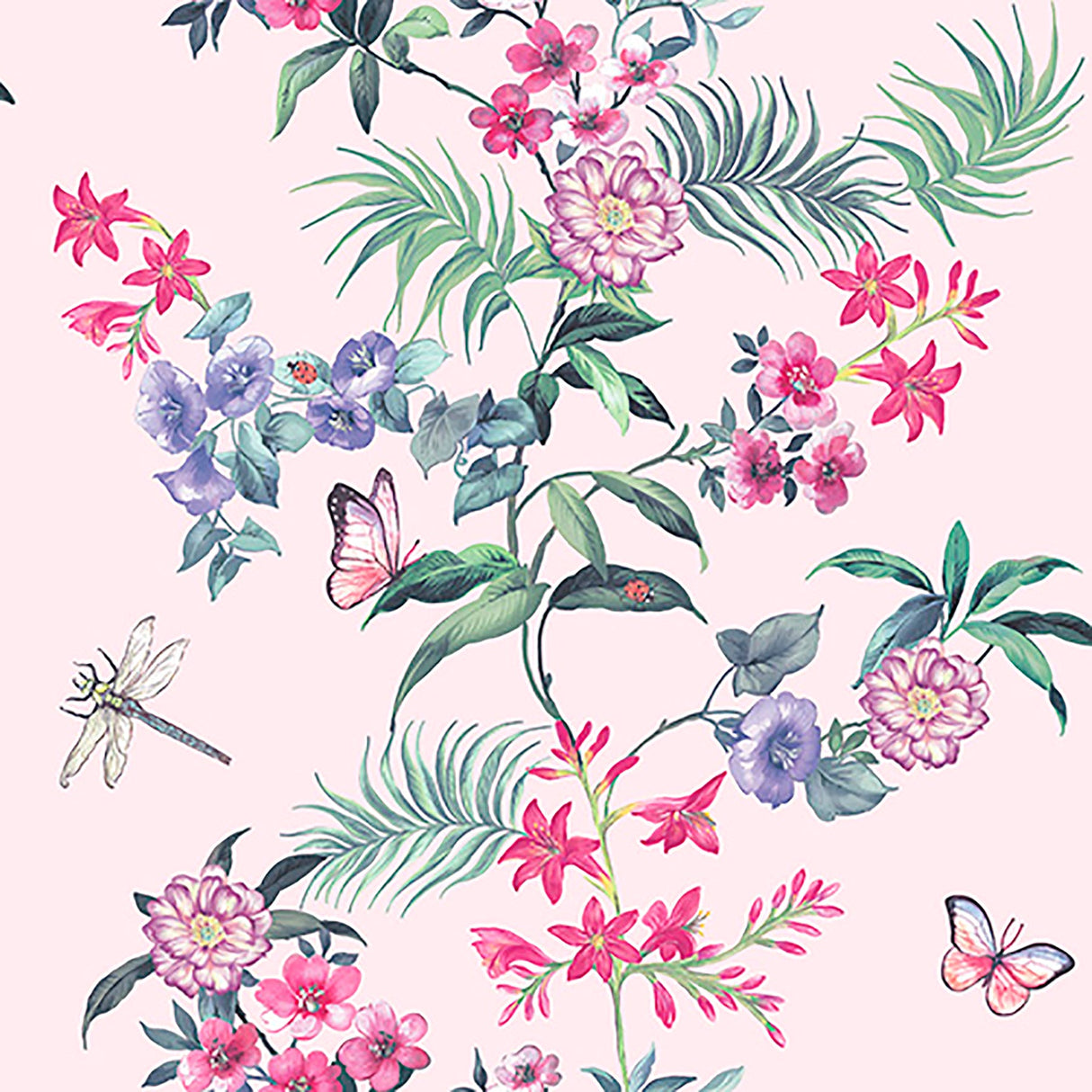 Crown  M1347 Carmen Light Pink Floral Wallpaper