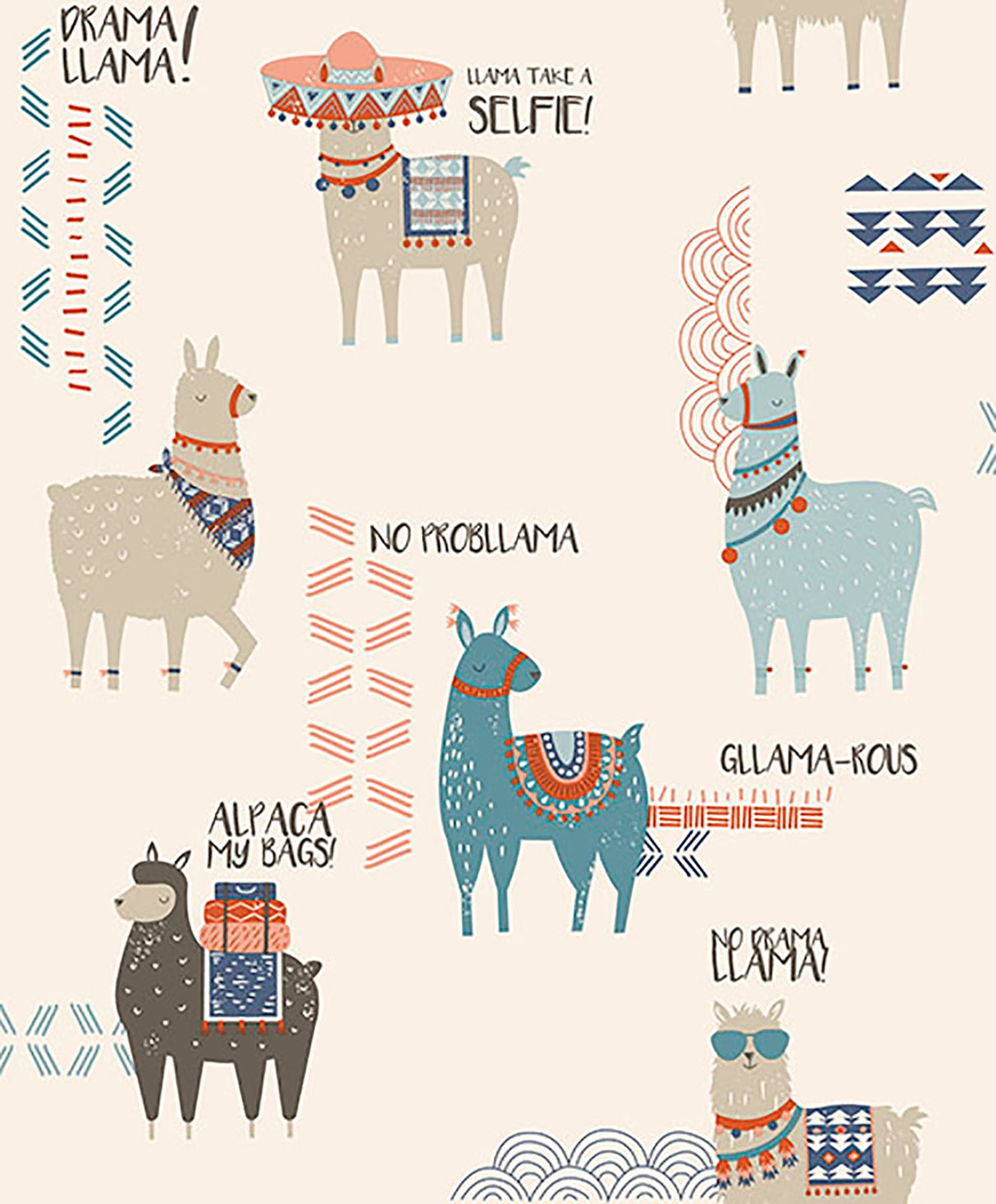 Crown M1368 Quito Multicolor Llamas Wallpaper