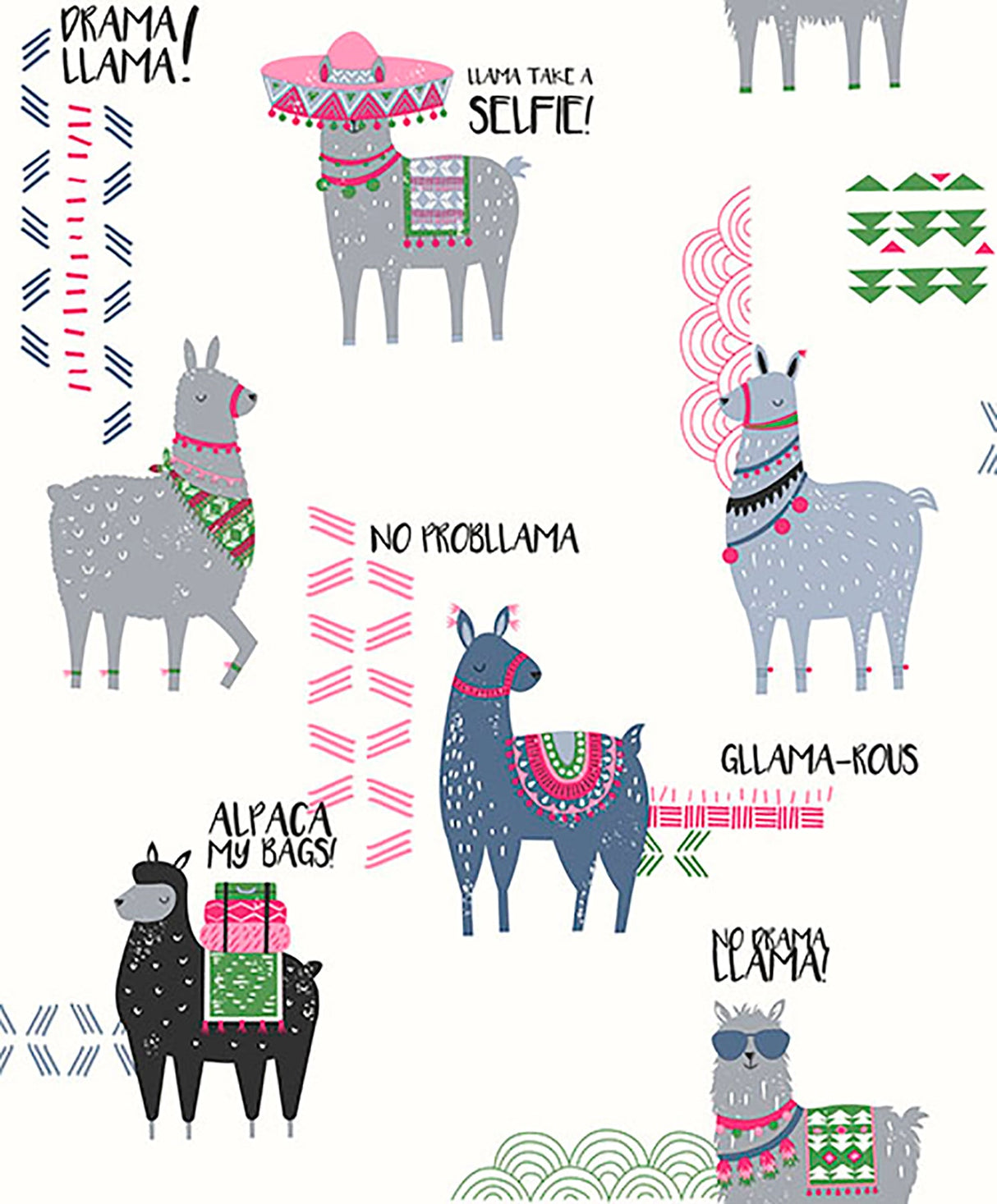 Crown M1369 Quito Pink Llamas Wallpaper