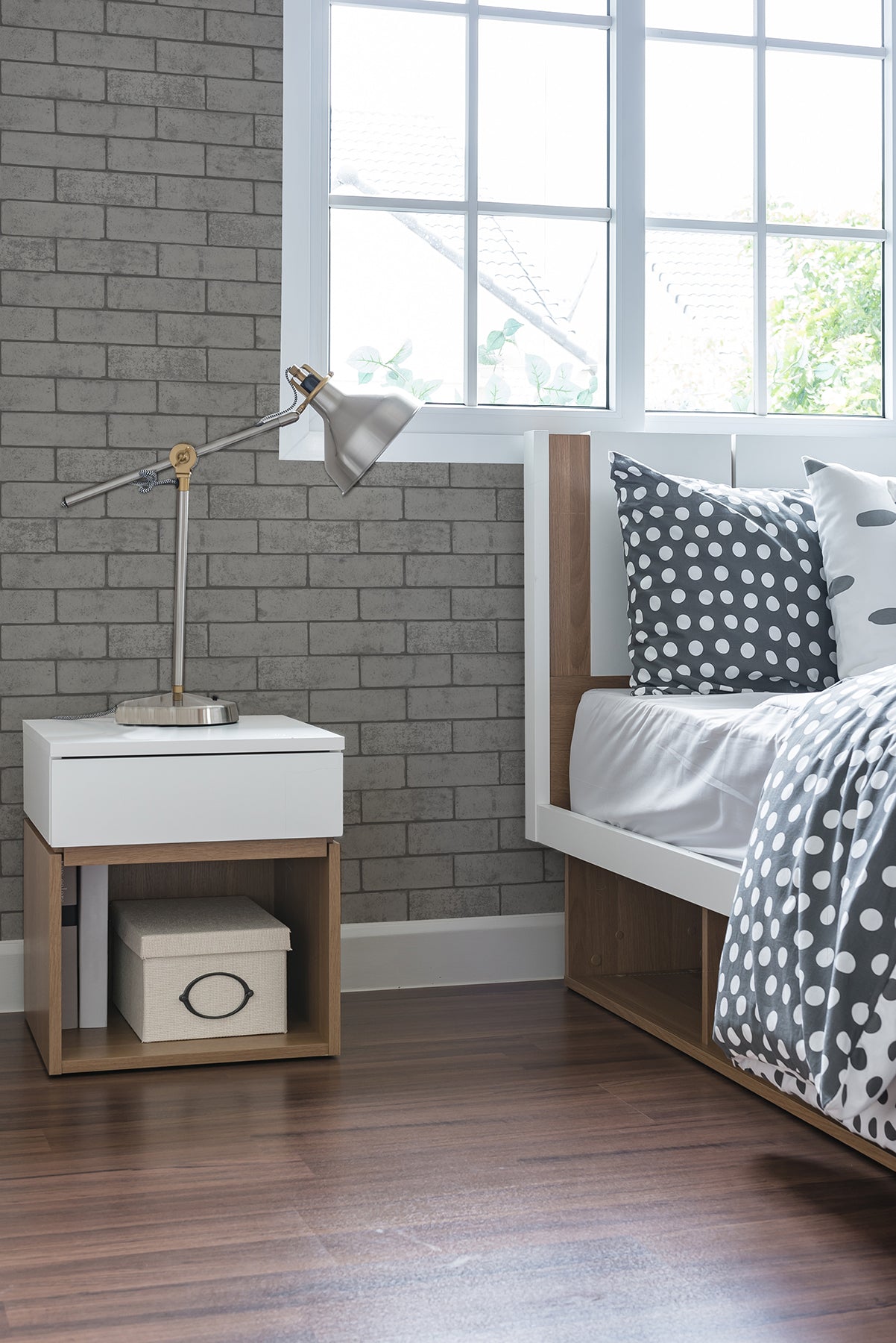 Crown M1371 Kirsten Dove Industrial Brick Wallpaper