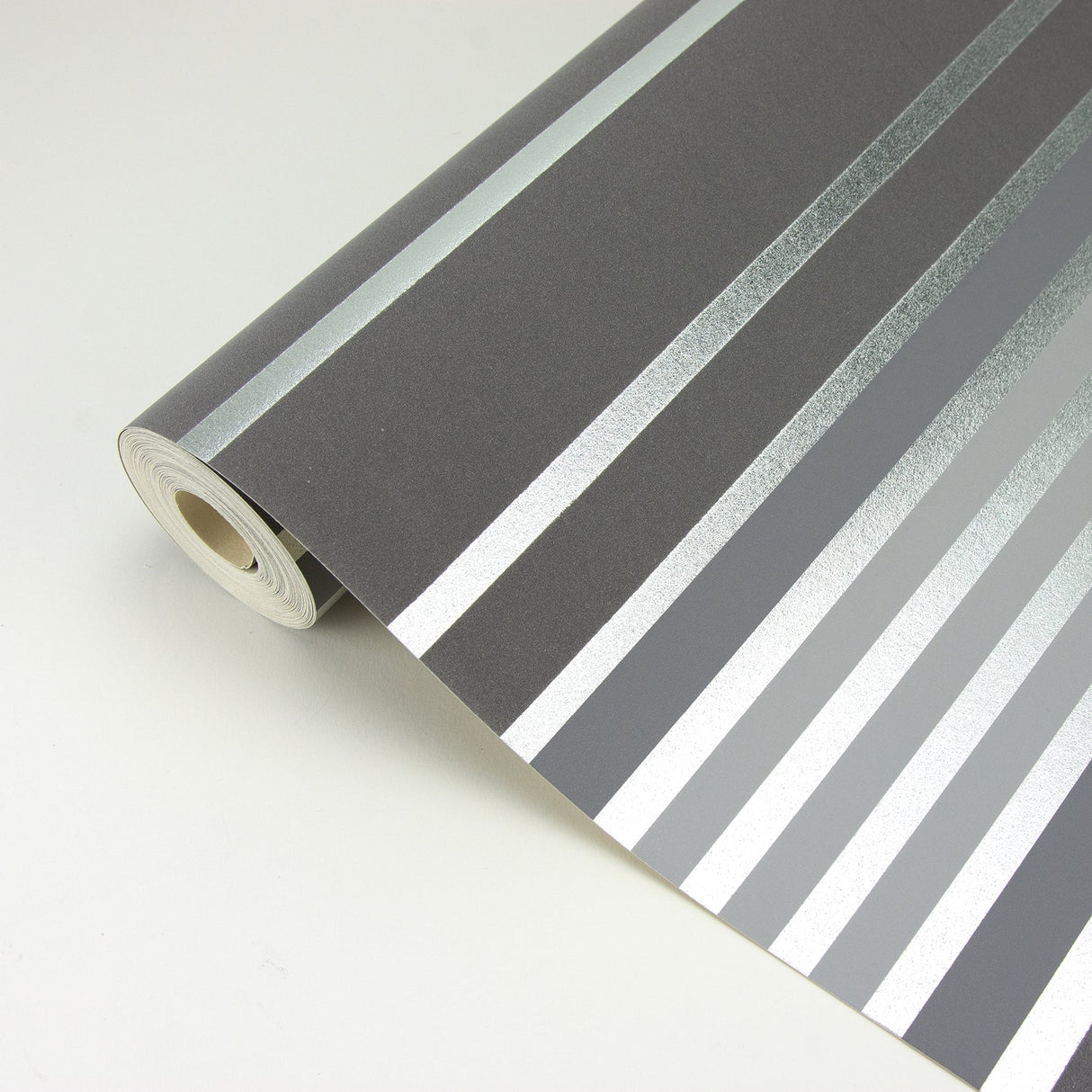 Fine Decor M1472 Mayfair Charcoal Metallic Stripe Wallpaper