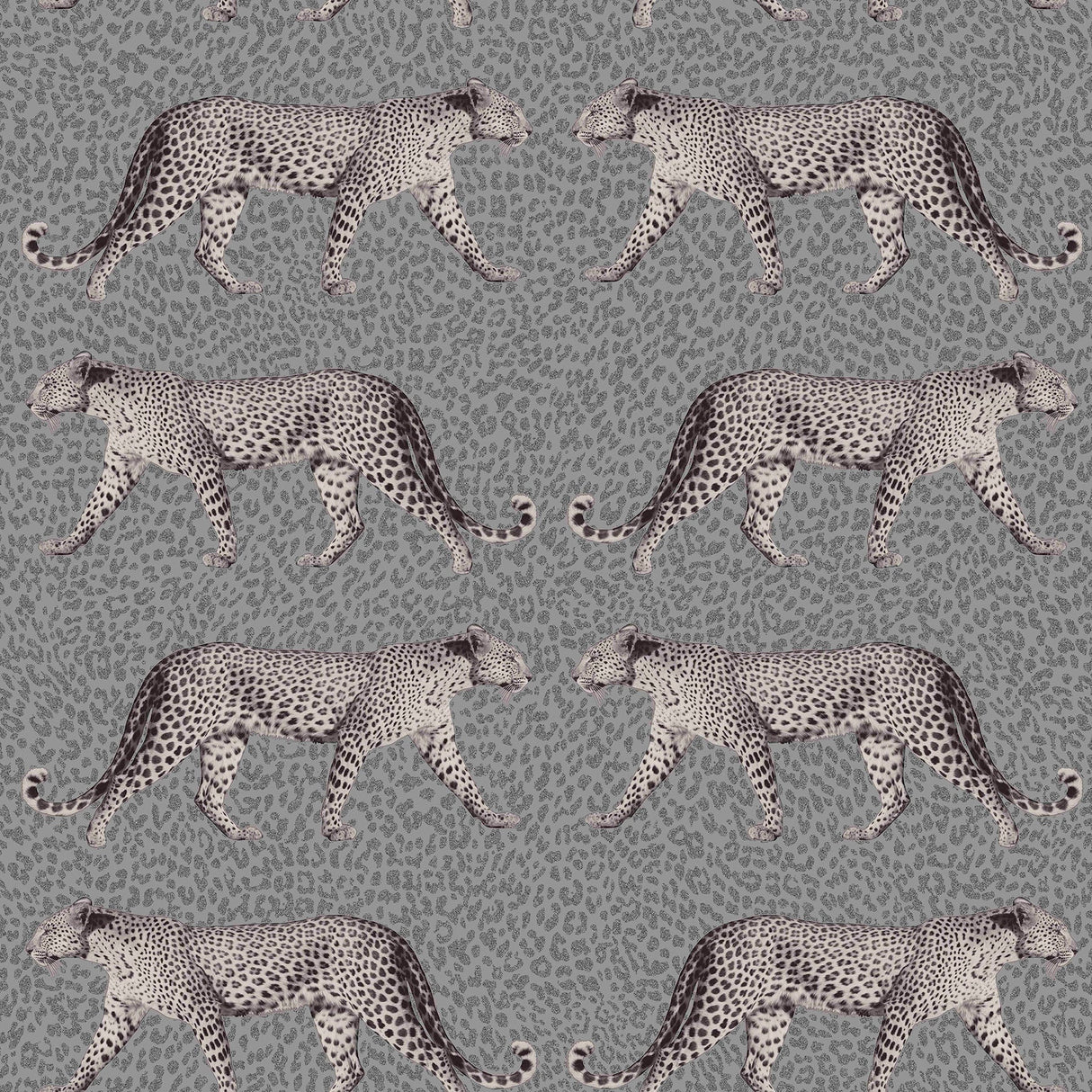 Fine Decor M1495 Glamorous Charcoal Leopard Wallpaper