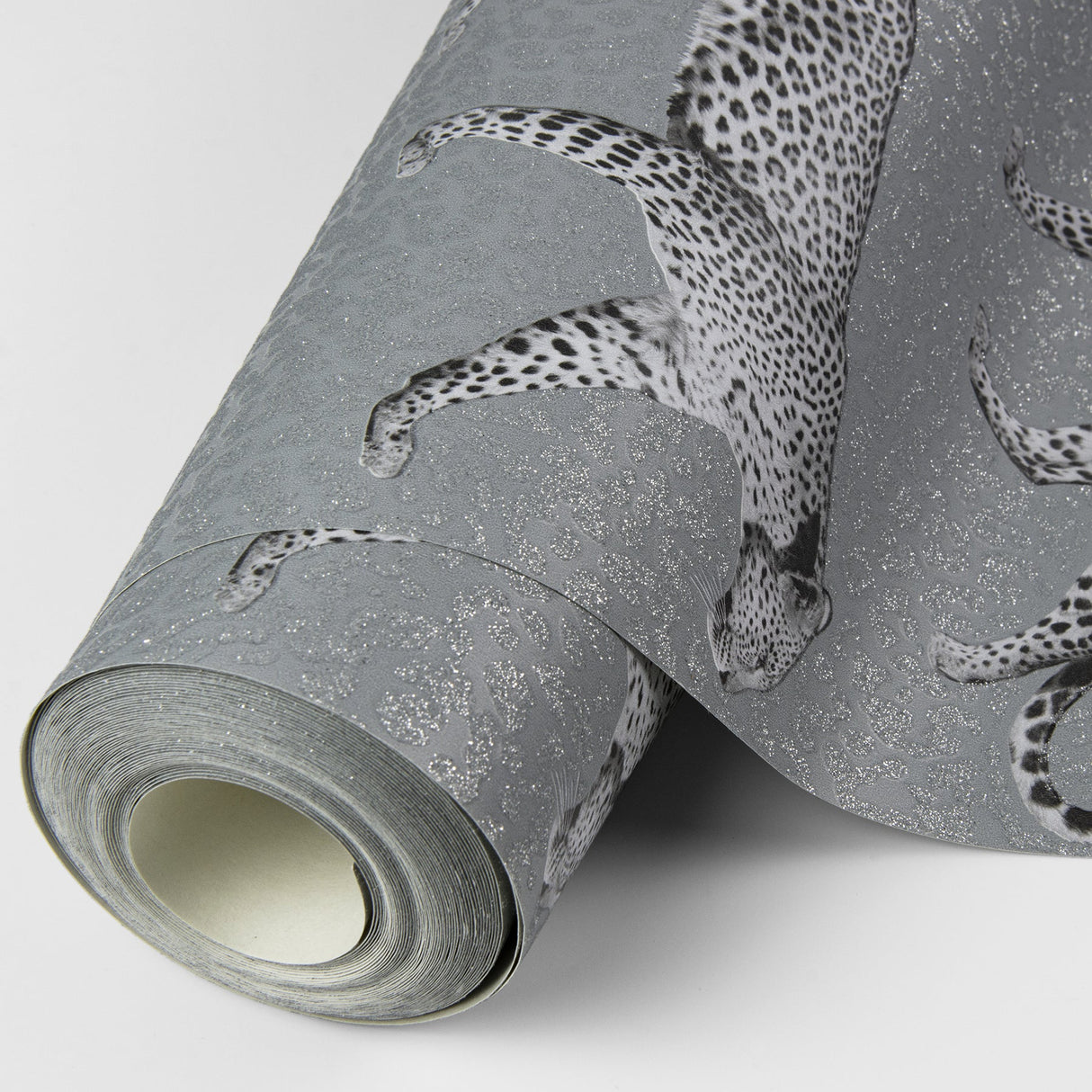 Fine Decor M1495 Glamorous Charcoal Leopard Wallpaper